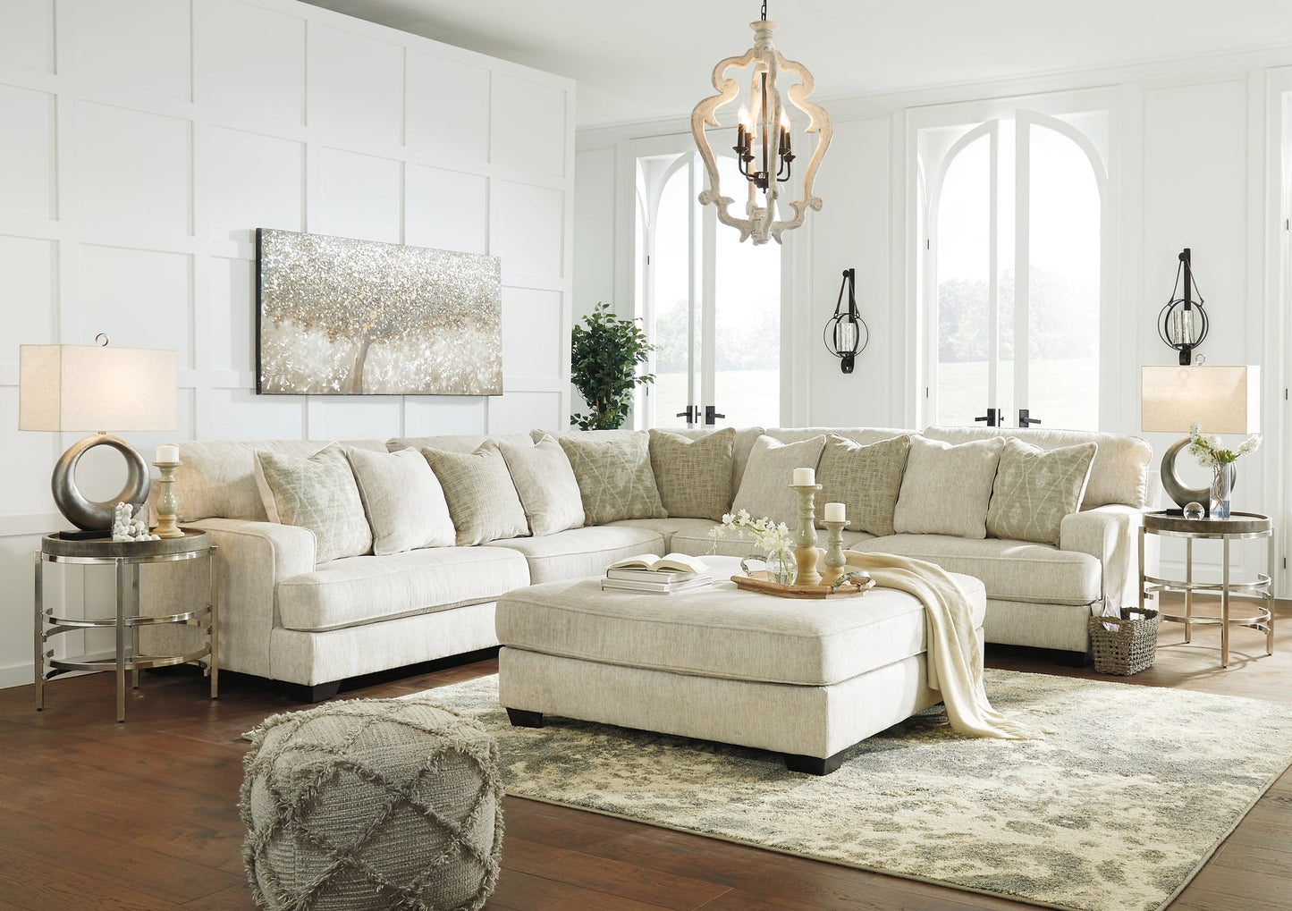 Rawcliffe 3-Piece Sectional with Ottoman at Walker Mattress and Furniture Locations in Cedar Park and Belton TX.