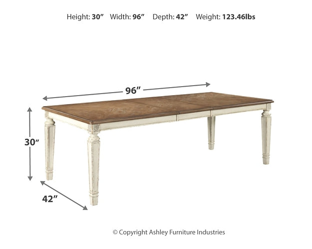 Realyn Dining Table and 4 Chairs at Walker Mattress and Furniture Locations in Cedar Park and Belton TX.