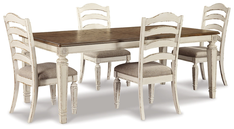 Realyn Dining Table and 4 Chairs at Walker Mattress and Furniture Locations in Cedar Park and Belton TX.