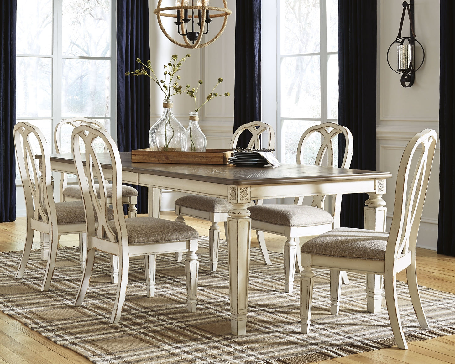 Realyn Dining Table and 6 Chairs at Walker Mattress and Furniture Locations in Cedar Park and Belton TX.