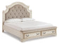 Realyn Queen Upholstered Bed with Mirrored Dresser and Chest at Walker Mattress and Furniture Locations in Cedar Park and Belton TX.