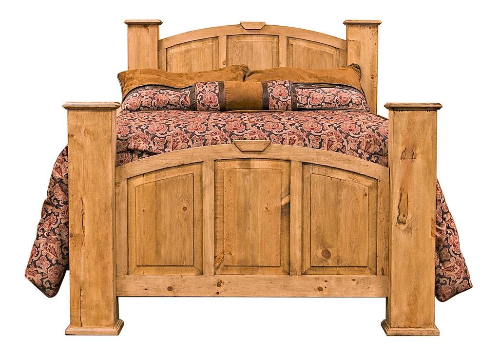 Rustic Mansion Honey Pine Bedroom Set at Walker Mattress and Furniture Locations in Cedar Park and Belton TX.