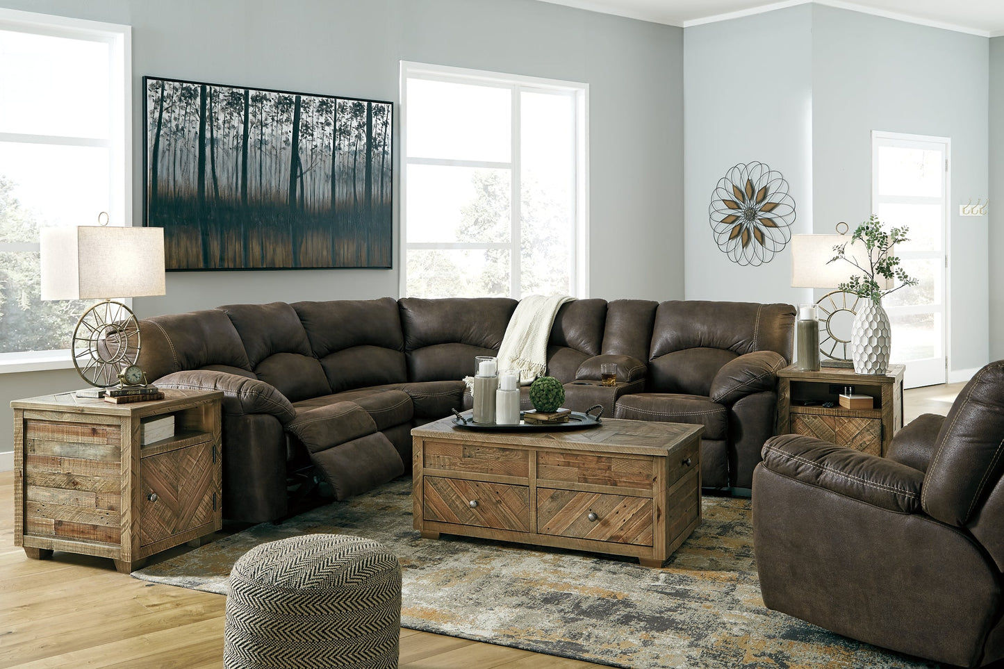 Tambo 2-Piece Sectional with Recliner at Walker Mattress and Furniture Locations in Cedar Park and Belton TX.