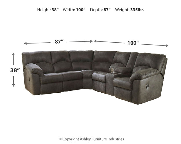 Tambo 2-Piece Sectional with Recliner at Walker Mattress and Furniture Locations in Cedar Park and Belton TX.