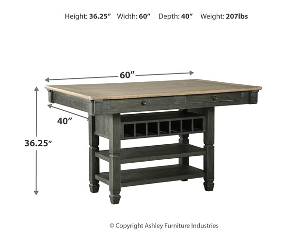 Tyler Creek Counter Height Dining Table and 4 Barstools at Walker Mattress and Furniture Locations in Cedar Park and Belton TX.