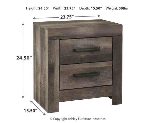 Wynnlow Queen Crossbuck Panel Bed with Mirrored Dresser, Chest and 2 Nightstands at Walker Mattress and Furniture Locations in Cedar Park and Belton TX.