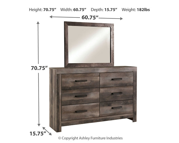 Wynnlow Queen Panel Bed with Mirrored Dresser at Walker Mattress and Furniture Locations in Cedar Park and Belton TX.