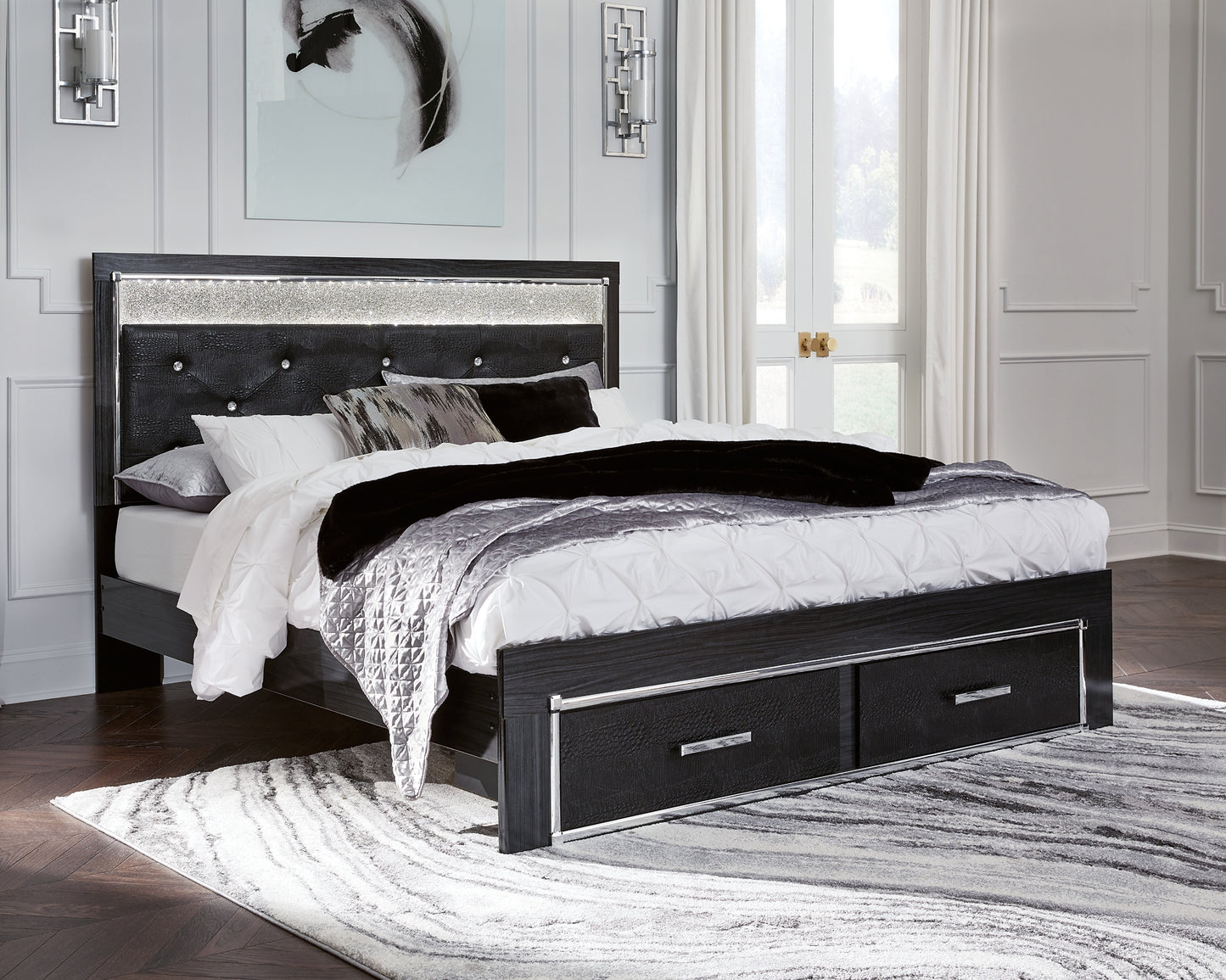 Kaydell  Upholstered Panel Storage Platform Bed