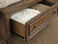 Flynnter  Sleigh Bed With 2 Storage Drawers With Mirrored Dresser, Chest And Nightstand