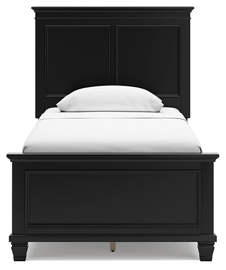 Lanolee Twin Panel Bed with Mirrored Dresser