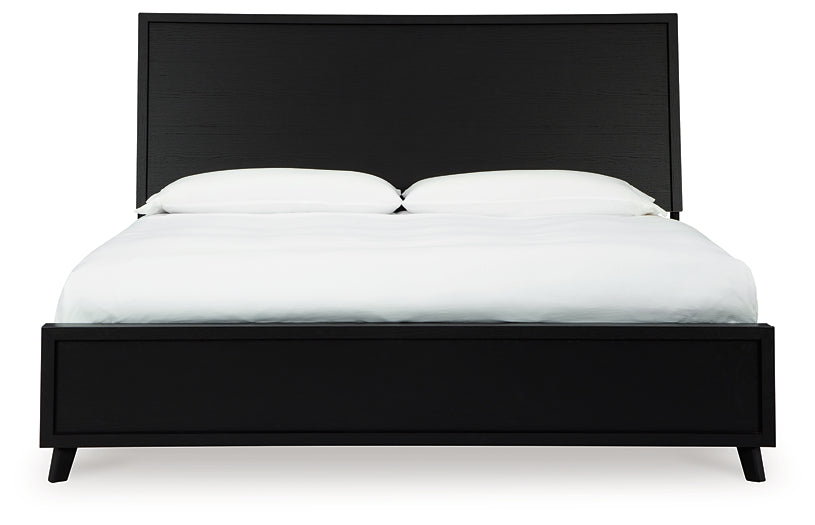 Danziar King Panel Bed with Mirrored Dresser and Chest