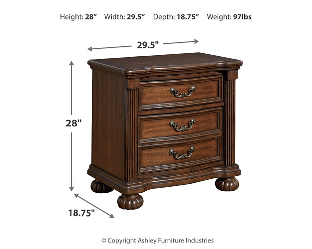 Lavinton King Poster Bed with Mirrored Dresser, Chest and 2 Nightstands