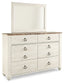 Willowton King Panel Bed with Mirrored Dresser and Nightstand