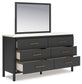 Cadmori King Upholstered Panel Bed with Mirrored Dresser and 2 Nightstands