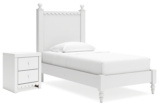 Mollviney Twin Panel Bed with Nightstand