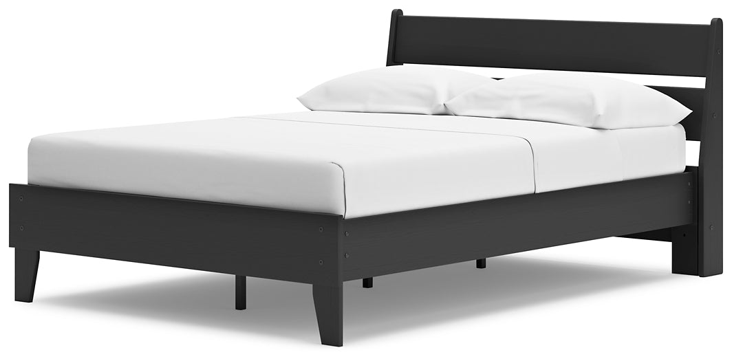 Socalle Full Panel Platform Bed with 2 Nightstands