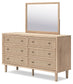 Cielden King Panel Headboard with Mirrored Dresser and Chest