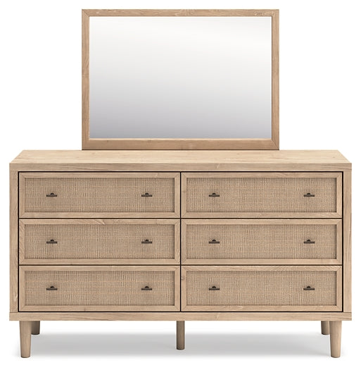 Cielden King Panel Bed with Mirrored Dresser, Chest and Nightstand