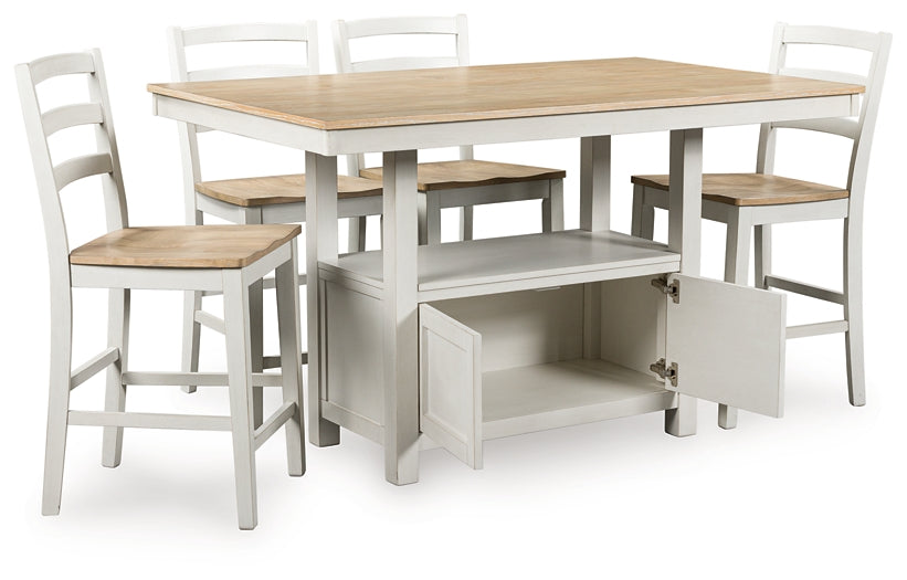 Purlaney Counter Height Dining Table and 4 Barstools