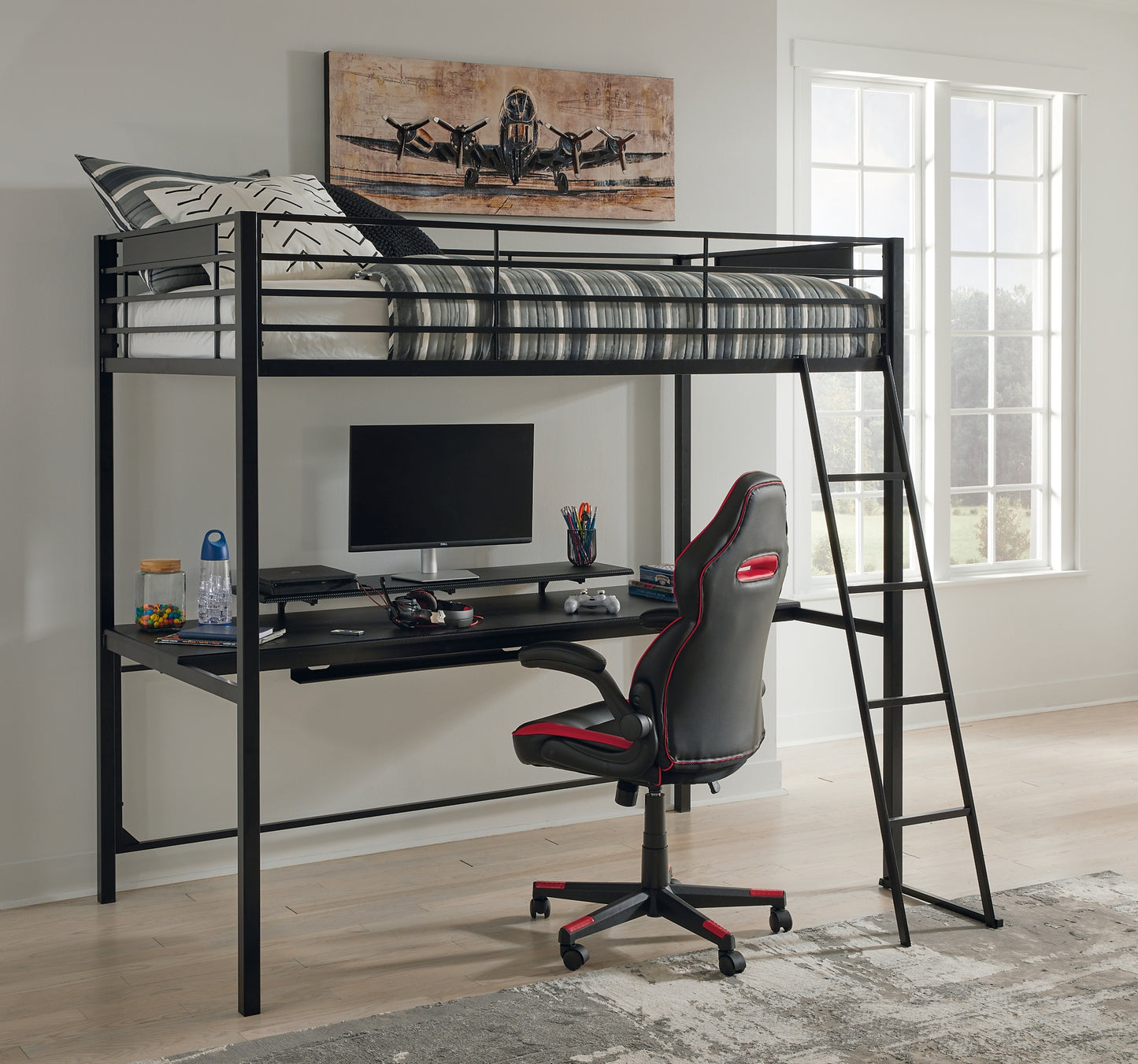 Broshard Twin Loft Bed with Desk