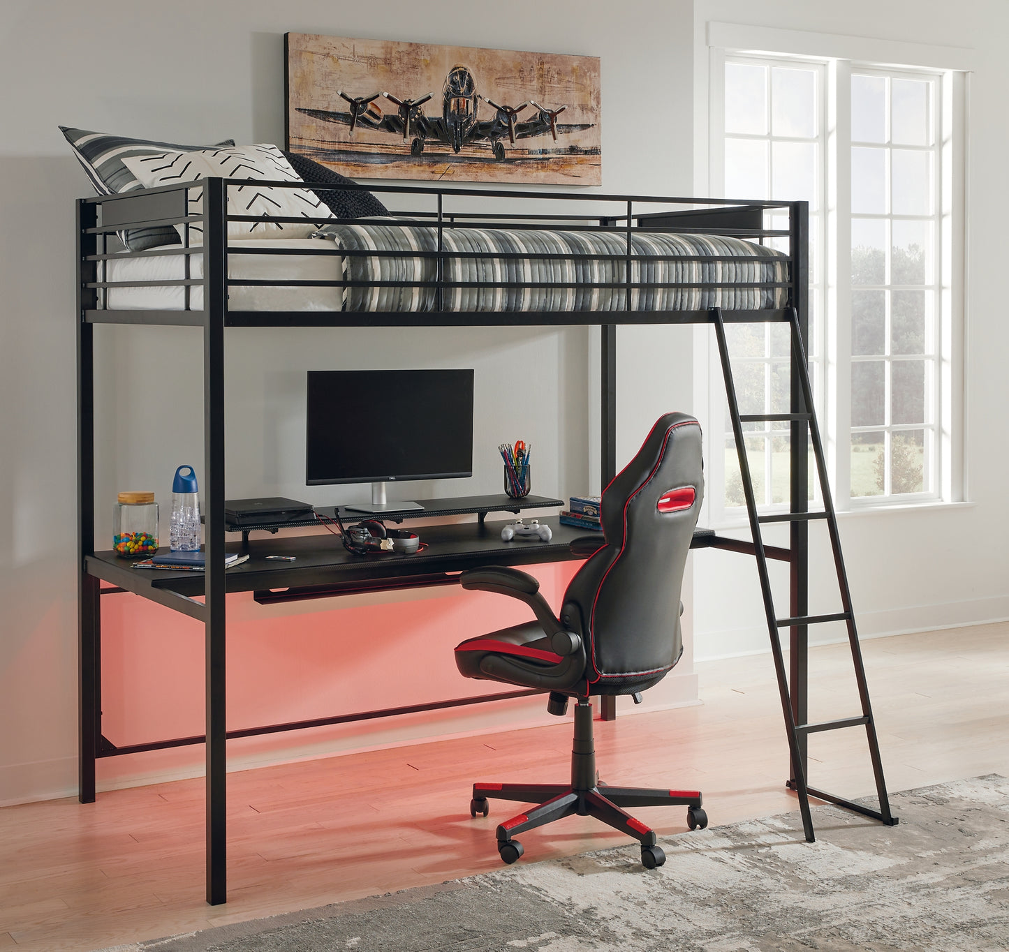 Broshard Twin Loft Bed with Desk