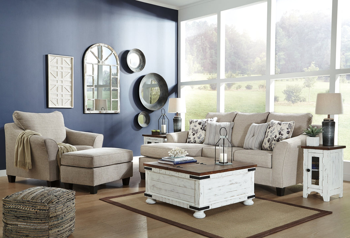 Abney Sofa Chaise, Chair, and Ottoman Walker Mattress and Furniture