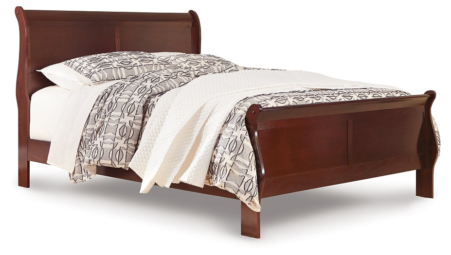 Alisdair Queen Sleigh Bed with Mirrored Dresser, Chest and 2 Nightstands Walker Mattress and Furniture