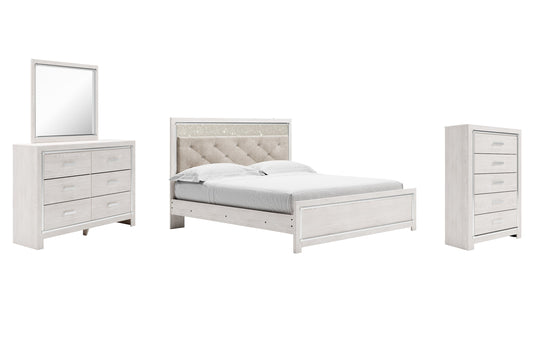 Altyra King Panel Bed with Mirrored Dresser and Chest at Walker Mattress and Furniture