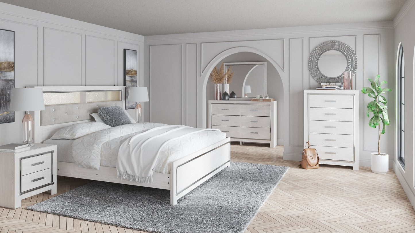 Altyra King Panel Bookcase Bed with Mirrored Dresser, Chest and 2 Nightstands at Walker Mattress and Furniture