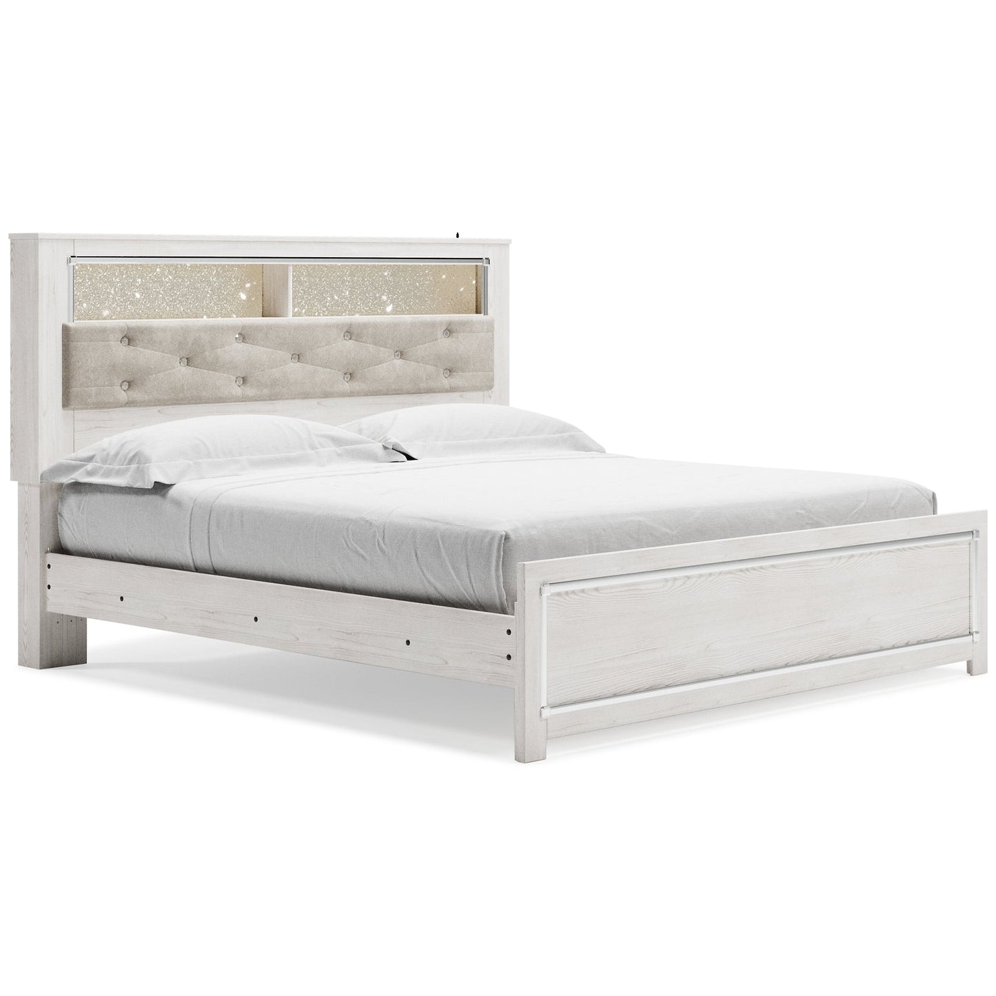 Altyra King Panel Bookcase Bed with Mirrored Dresser, Chest and 2 Nightstands at Walker Mattress and Furniture