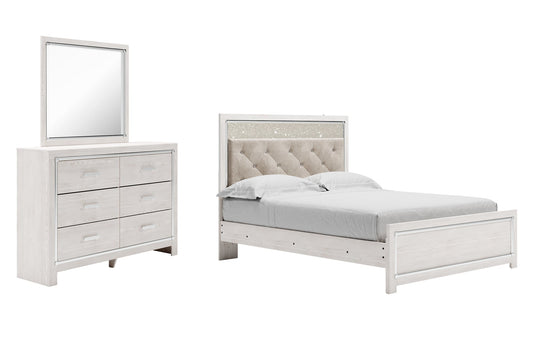 Altyra Queen Panel Bed with Mirrored Dresser at Walker Mattress and Furniture