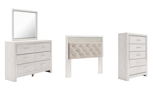 Altyra Queen Panel Headboard with Mirrored Dresser and Chest at Walker Mattress and Furniture