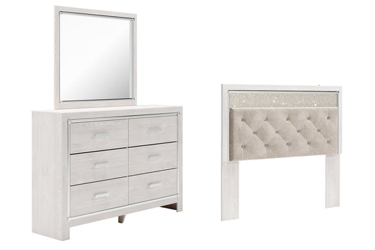 Altyra Queen Panel Headboard with Mirrored Dresser at Walker Mattress and Furniture