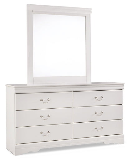 Anarasia Queen Sleigh Headboard with Mirrored Dresser, Chest and Nightstand at Walker Mattress and Furniture