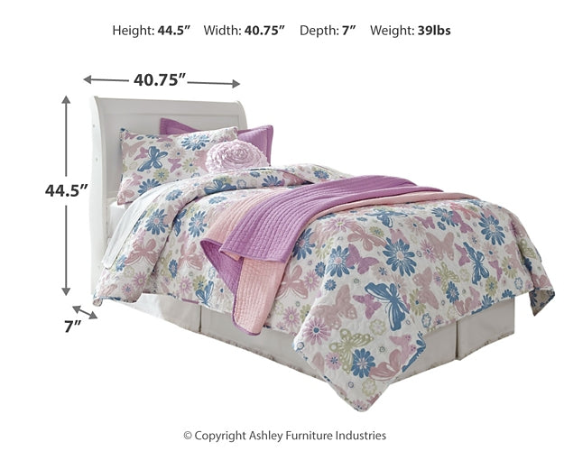 Anarasia Twin Sleigh Headboard with Mirrored Dresser, Chest and 2 Nightstands at Walker Mattress and Furniture