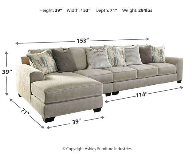 Ardsley 3-Piece Sectional with Ottoman at Walker Mattress and Furniture