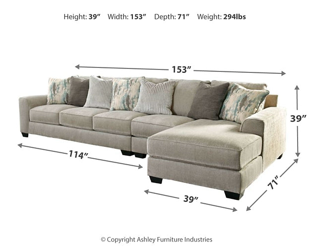 Ardsley 3-Piece Sectional with Ottoman at Walker Mattress and Furniture