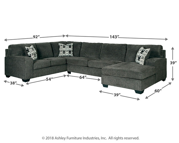 Ballinasloe 3-Piece Sectional with Ottoman at Walker Mattress and Furniture