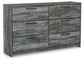 Baystorm King Panel Headboard with Mirrored Dresser and 2 Nightstands at Walker Mattress and Furniture