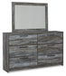 Baystorm Queen Panel Bed with Mirrored Dresser and 2 Nightstands at Walker Mattress and Furniture