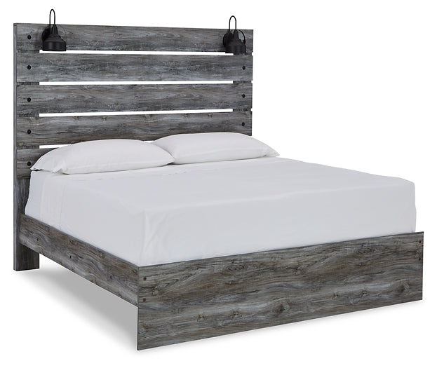 Baystorm Queen Panel Bed with Mirrored Dresser and 2 Nightstands at Walker Mattress and Furniture