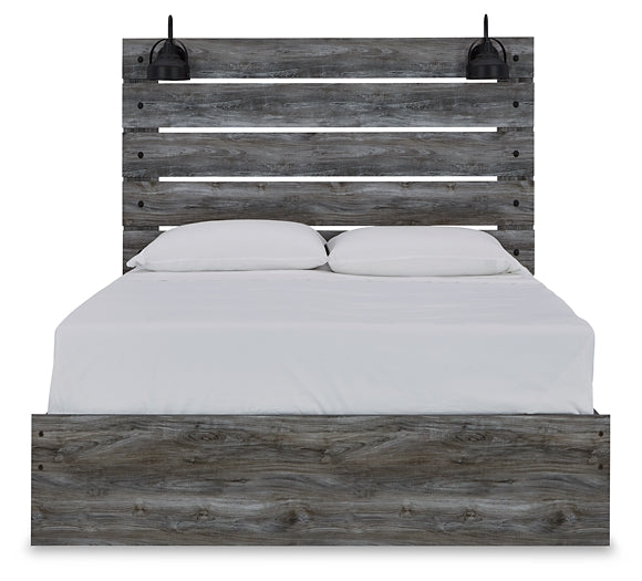 Baystorm Queen Panel Bed with Mirrored Dresser and Chest at Walker Mattress and Furniture