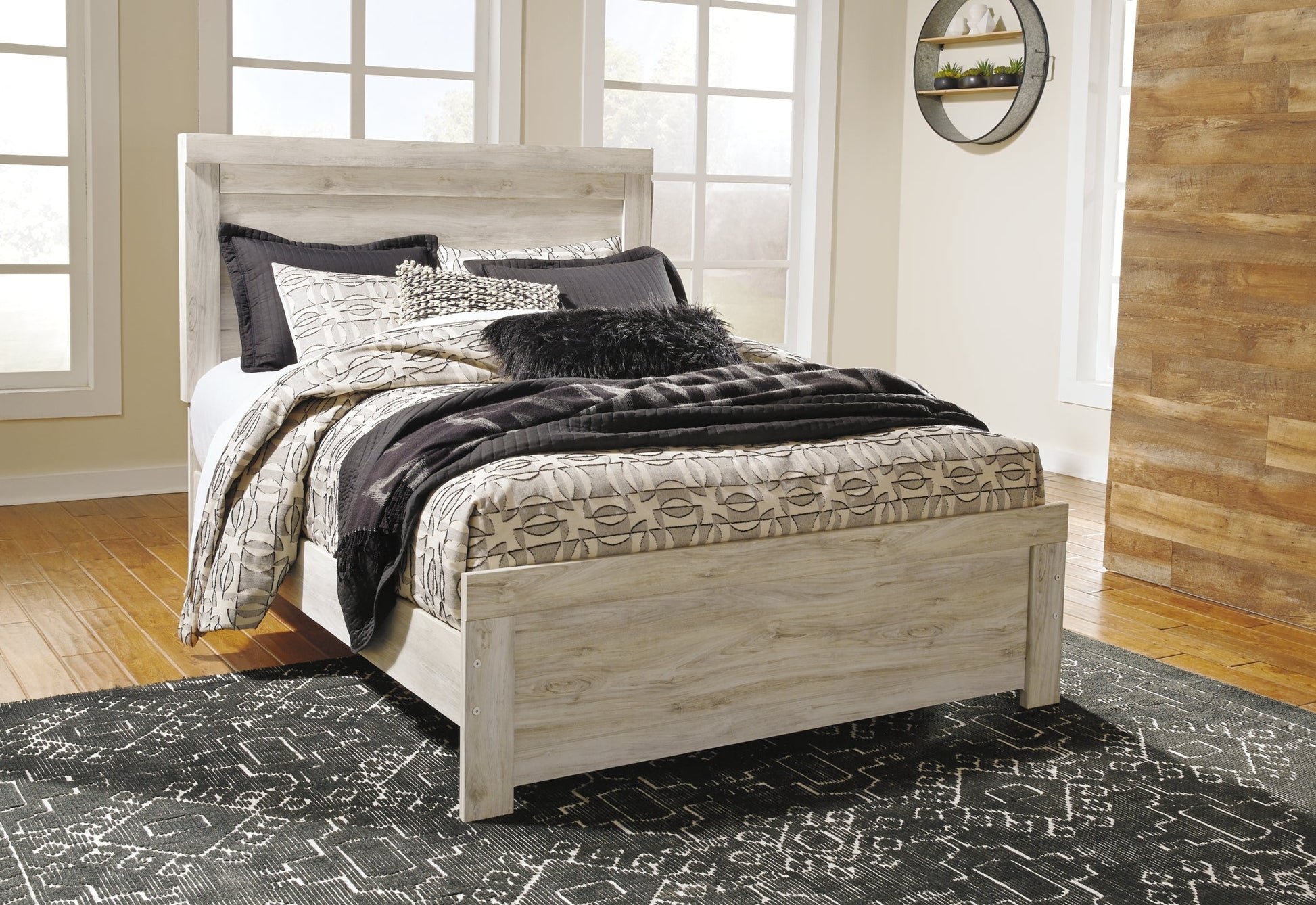 Bellaby Queen Panel Bed with 2 Nightstands at Walker Mattress and Furniture Locations in Cedar Park and Belton TX.