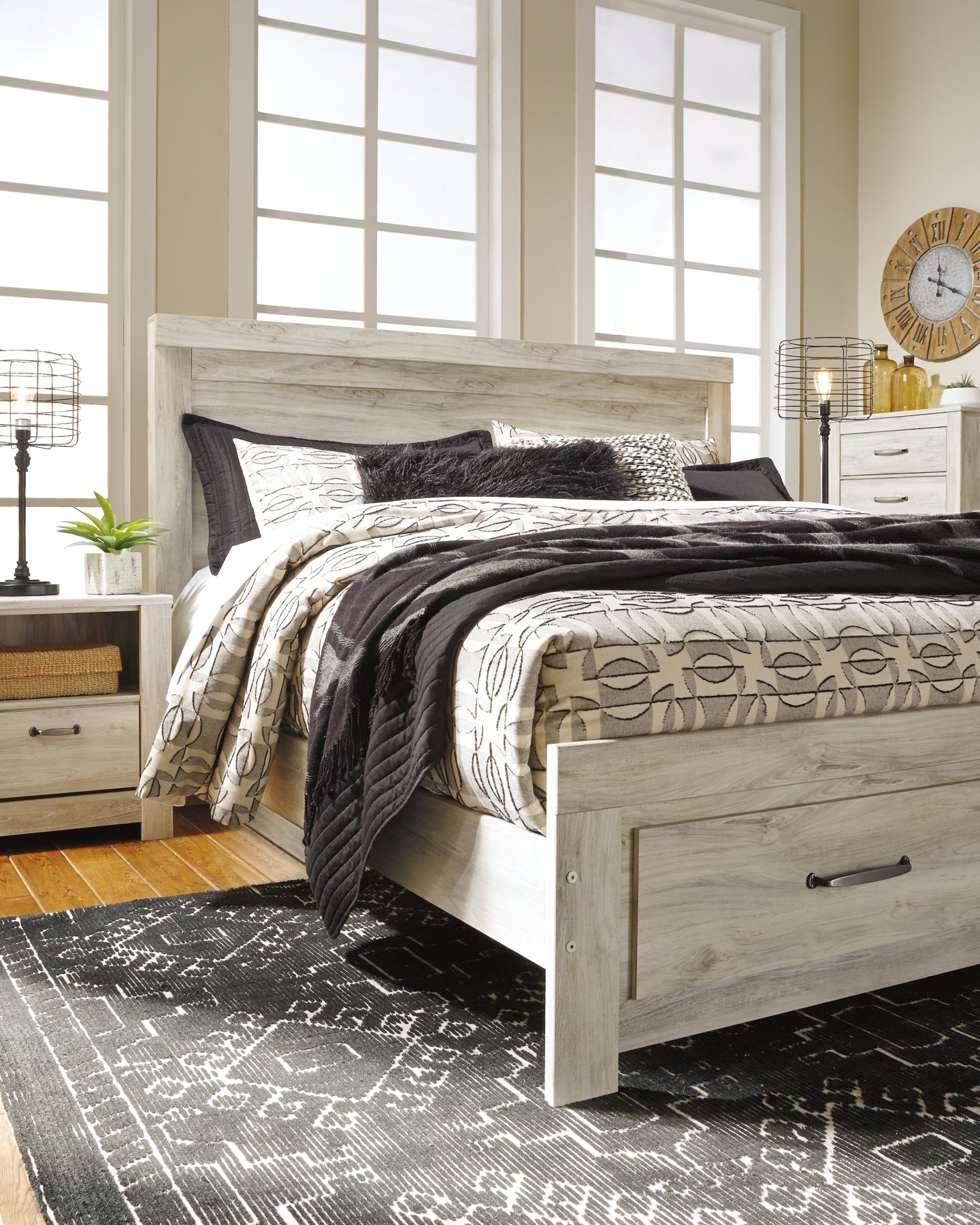 Bellaby Queen Panel Bed with 2 Nightstands at Walker Mattress and Furniture Locations in Cedar Park and Belton TX.