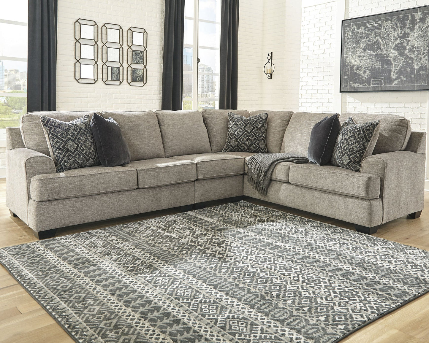 Bovarian 3-Piece Sectional with Ottoman at Walker Mattress and Furniture Locations in Cedar Park and Belton TX.