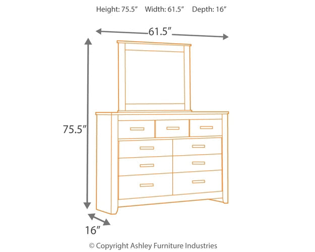 Brinxton King/California King Panel Headboard with Mirrored Dresser at Walker Mattress and Furniture Locations in Cedar Park and Belton TX.