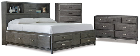 Caitbrook Queen Storage Bed with 8 Drawers with Dresser and Chest at Walker Mattress and Furniture Locations in Cedar Park and Belton TX.