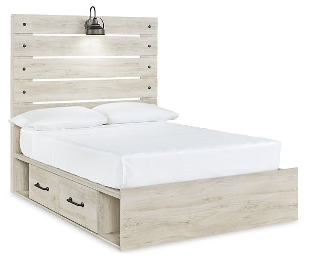 Cambeck Full Panel Bed with 4 Storage Drawers with Mirrored Dresser and 2 Nightstands at Walker Mattress and Furniture Locations in Cedar Park and Belton TX.