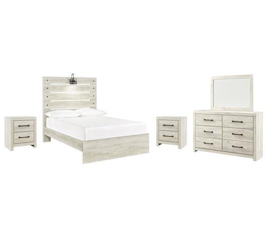 Cambeck Full Panel Bed with Mirrored Dresser and 2 Nightstands at Walker Mattress and Furniture Locations in Cedar Park and Belton TX.