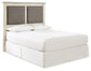 Cambeck King/California King Upholstered Panel Headboard with Mirrored Dresser and 2 Nightstands at Walker Mattress and Furniture Locations in Cedar Park and Belton TX.